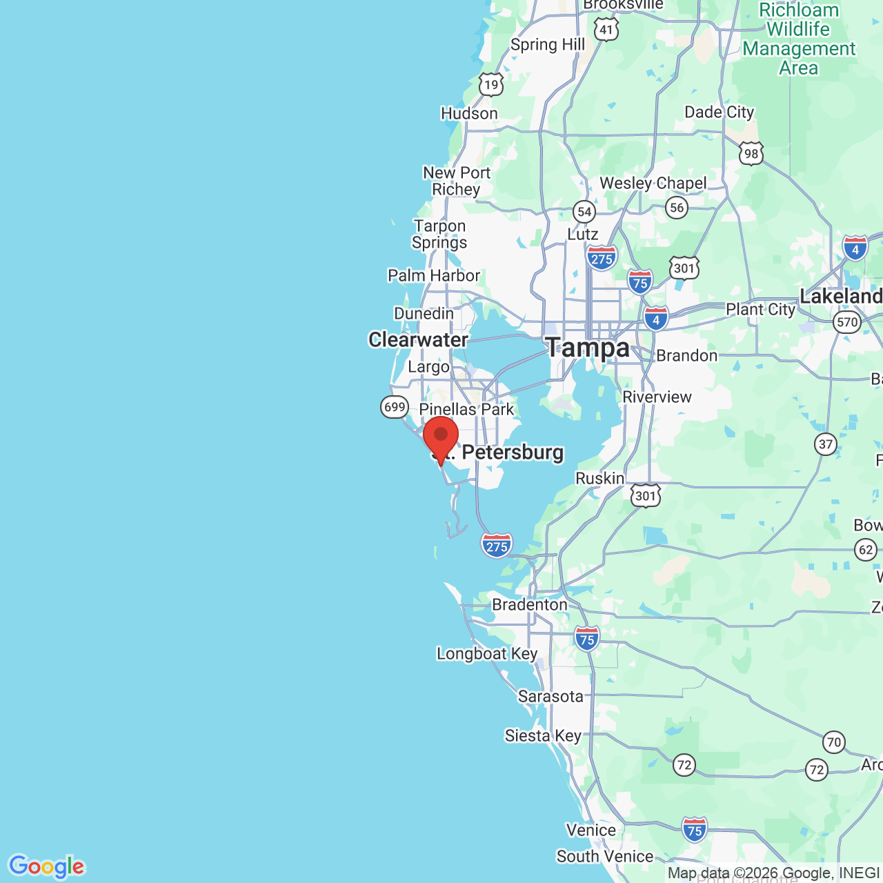 Google map image of our location in 7217 Gulf Blvd. St. Pete Beach, FL
