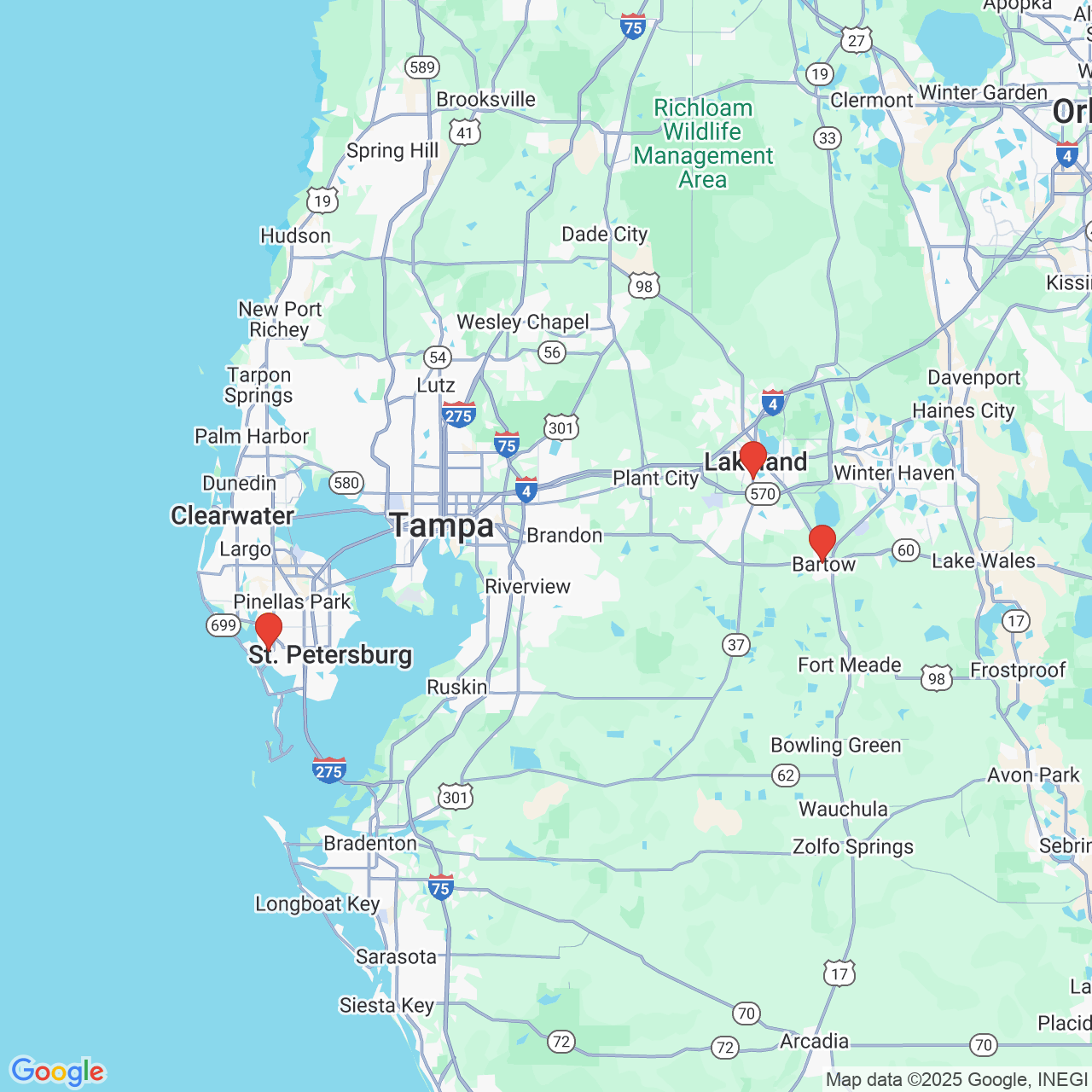 Google map image of our locations