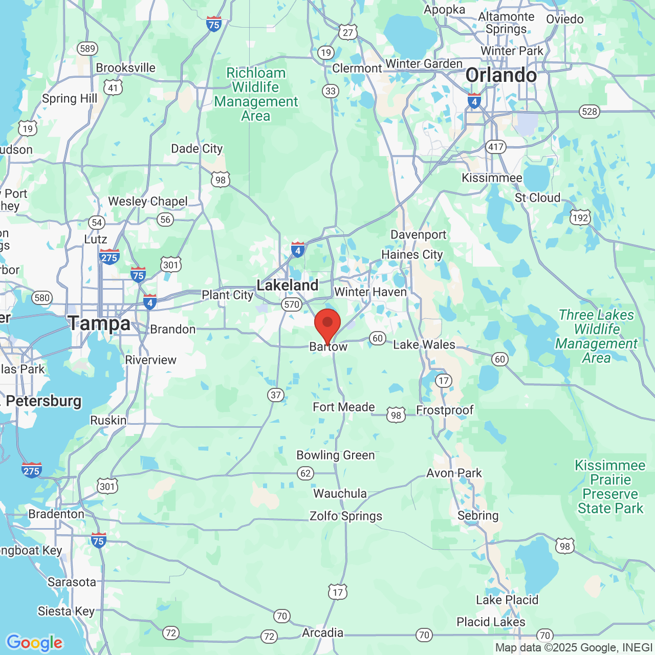 Google map image of our location in 325 W Main St Bartow, FL