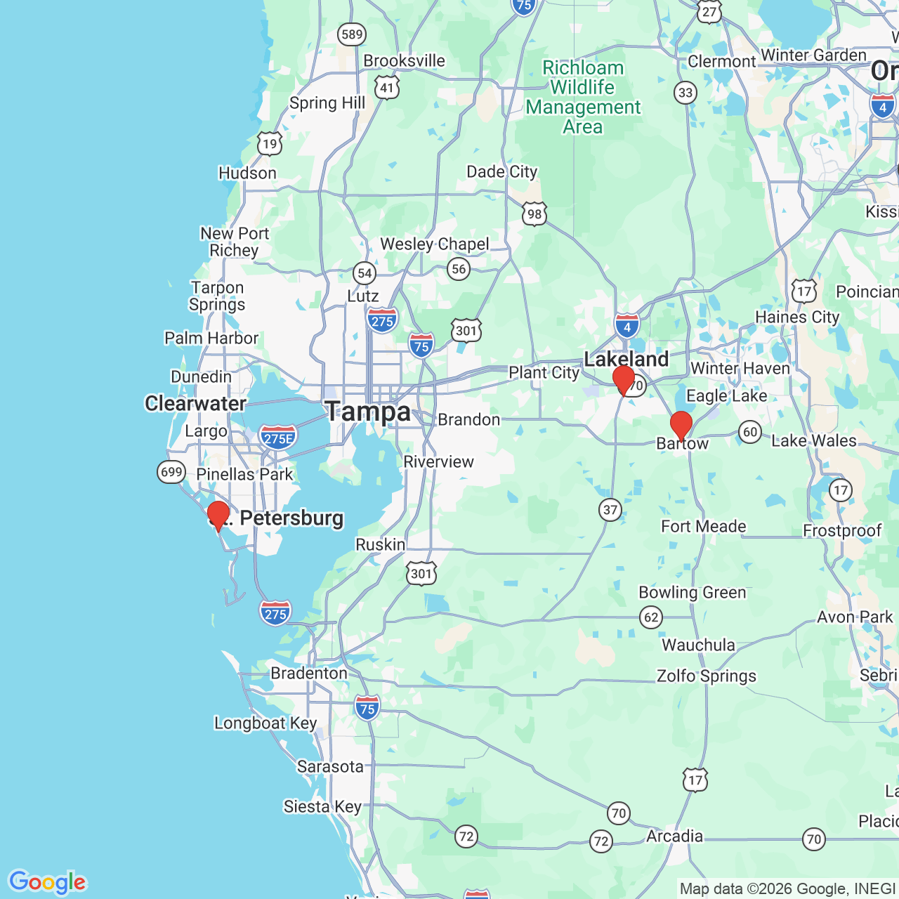 Google map image of our locations